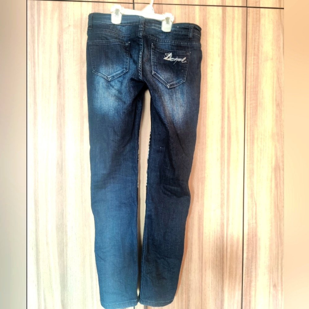 Desigual Blue Jeans with Black Lace Accents - Picture 2 of 5